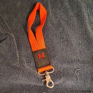 Orange Key & Card Holder Wristlet with Butterfly Accent